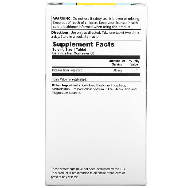 Natural Balance Diosmin Vein Health Support 60 Tablets 2 Thành phần vi chất của Natural Balance Diosmin Vein Health Support 60 Tablets 047868129030