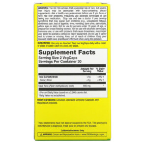 Thành phần vi chất của Natural Balance Happy Camper Kava Kava White Root 450 mg 60 VegCaps 047868137547