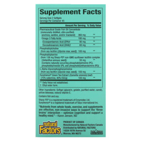 Thành phần vi chất của Natural Factors 3 Brains Higher Thoughts 90 Softgels 068958030500