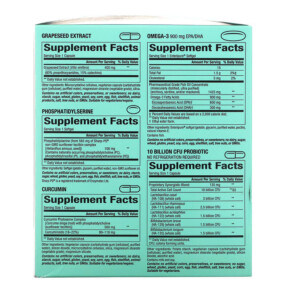 Thành phần vi chất của Natural Factors 3 Brains Total 30 Convenient Cello Packs 068958030593