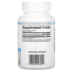 Thành phần vi chất của Natural Factors Acetyl-L-Carnitine 500 mg 60 Vegetarian Capsules 068958028002