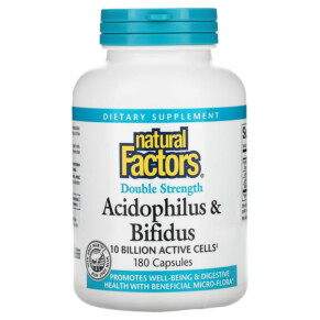 Thực phẩm chức năng Natural Factors Acidophilus & Bifidus Double Strength 10 Billion 180 Capsules 068958018065