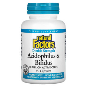 Thực phẩm chức năng Natural Factors Acidophilus & Bifidus Double Strength 10 Billion 90 Capsules 068958018058