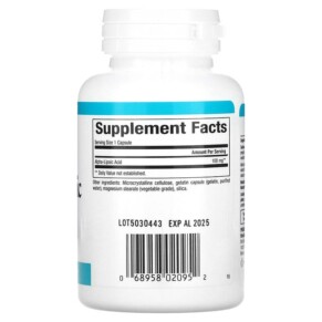 Thành phần vi chất của Natural Factors Alpha-Lipoic Acid 100 mg 60 Capsules 068958020952