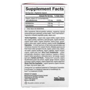 Thành phần vi chất của Natural Factors BioCoenzymated B1 Benfotiamine Plus Sulbutiamine 150 mg 30 Vegetarian Capsules 068958012483
