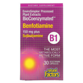 Thực phẩm chức năng Natural Factors BioCoenzymated B1 Benfotiamine Plus Sulbutiamine 150 mg 30 Vegetarian Capsules 068958012483