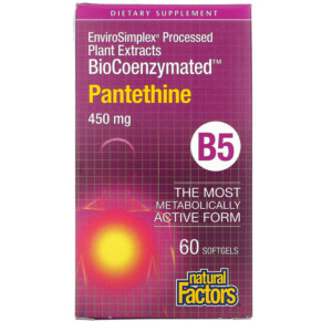 Thực phẩm chức năng Natural Factors BioCoenzymated B5 Pantethine 450 mg 60 Softgels 068958012506