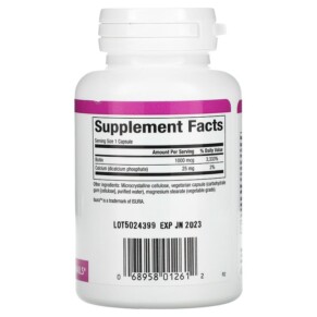Thành phần vi chất của Natural Factors Biotin 1.000 mcg 90 Vegetarian Capsules 068958012612