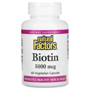 Thực phẩm chức năng Natural Factors Biotin 5.000 mcg 60 Vegetarian Capsules 068958012629