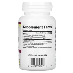 Natural Factors Black Elderberry 100 mg 120 Fast-Acting Softgels 3 Thành phần vi chất của Natural Factors Black Elderberry 100 mg 120 Fast-Acting Softgels 068958047072