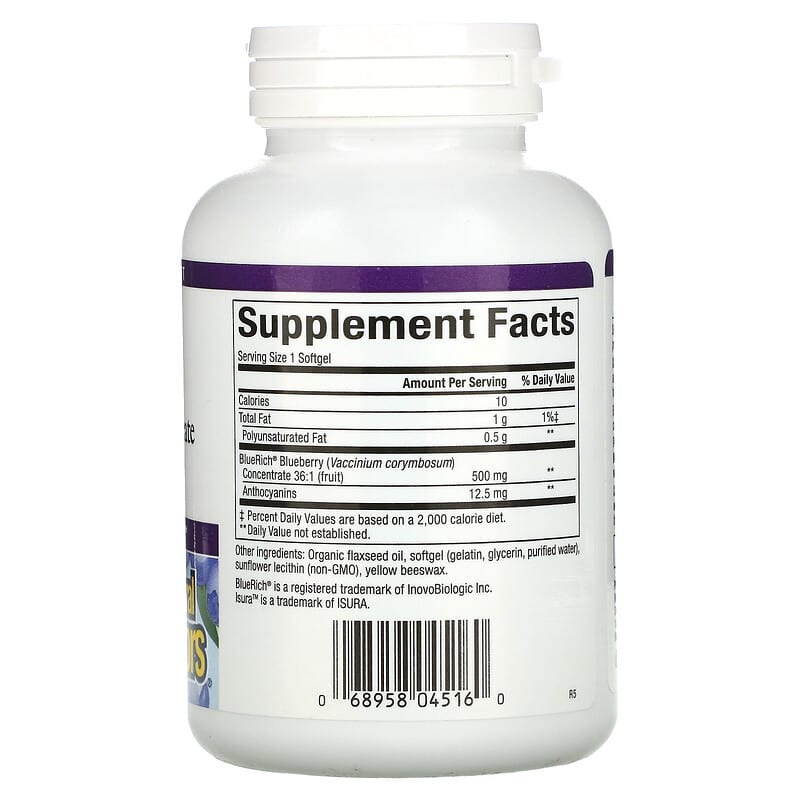 Natural Factors BlueRich Super Strength Blueberry Concentrate 500 mg 90 Softgels 2 Thành phần vi chất của Natural Factors BlueRich Super Strength Blueberry Concentrate 500 mg 90 Softgels 068958045160