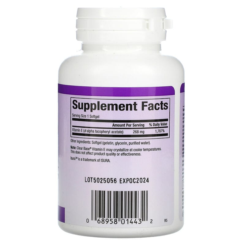 Natural Factors Clear Base Vitamin E 268 mg (400 IU) 60 Softgels 2 Thành phần vi chất của Natural Factors Clear Base Vitamin E 268 mg (400 IU) 60 Softgels 068958014432
