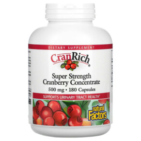Thực phẩm chức năng Natural Factors CranRich Super Strength Cranberry Concentrate 500 mg 180 Capsules 068958045139