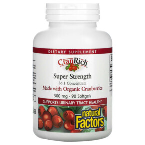 Thực phẩm chức năng Natural Factors CranRich Super Strength Cranberry Concentrate 500 mg 90 Softgels 068958045146