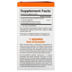 Thành phần vi chất của Natural Factors CurcuminRich Theracurmin 120 Vegetarian Capsules 068958045399