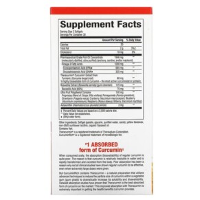 Thành phần vi chất của Natural Factors CurcuminRich Whole Body Curcumizer 60 Softgels 068958045559