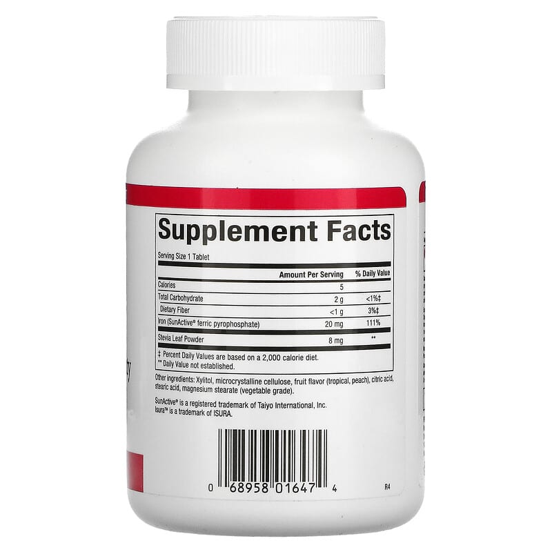 Natural Factors Easy Iron 20 mg 60 Chewable Tablets 2 Thành phần vi chất của Natural Factors Easy Iron 20 mg 60 Chewable Tablets 068958016474