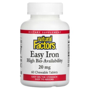 Thực phẩm chức năng Natural Factors Easy Iron 20 mg 60 Chewable Tablets 068958016474