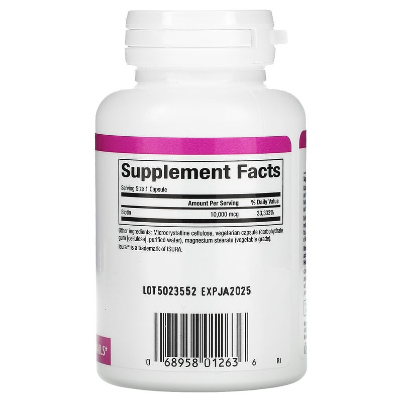Natural Factors Extra Strength Biotin 10.000 mcg 60 Vegetarian Capsules 2 Thành phần vi chất của Natural Factors Extra Strength Biotin 10.000 mcg 60 Vegetarian Capsules 068958012636