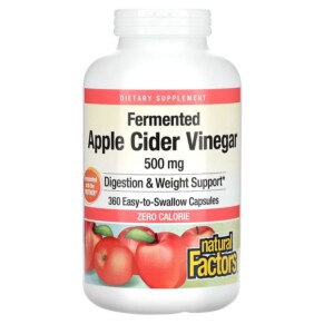Thực phẩm chức năng Natural Factors Fermented Apple Cider Vinegar 500 mg 360 Easy-to -Swallow Capsules 068958020549