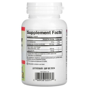 Thành phần vi chất của Natural Factors Fermented Apple Cider Vinegar 500 mg 90 Vegetarian Capsules 068958020570