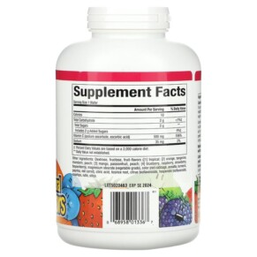 Thành phần vi chất của Natural Factors Fruit-Flavor Chew Vitamin C Four Mixed Fruit Flavors 500 mg 180 Chewable Wafers 068958013367