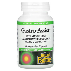 Thực phẩm chức năng Natural Factors Gastro-Assist with Mastic Gum Saccharomyces Boulardii & Zinc L-Carnosine 60 Vegetarian Capsules 068958017563