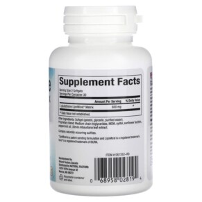 Thành phần vi chất của Natural Factors Glutathione LipoMicel Matrix 300 mg 60 Softgels 068958028194