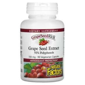 Thực phẩm chức năng Natural Factors GrapeSeedRich Grape Seed Extract 100 mg 90 Vegetarian Capsules 068958045368