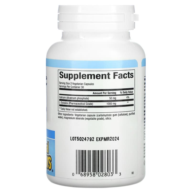 Natural Factors L-Tyrosine 500 mg 60 Vegetarian Capsules 2 Thành phần vi chất của Natural Factors L-Tyrosine 500 mg 60 Vegetarian Capsules 068958028033