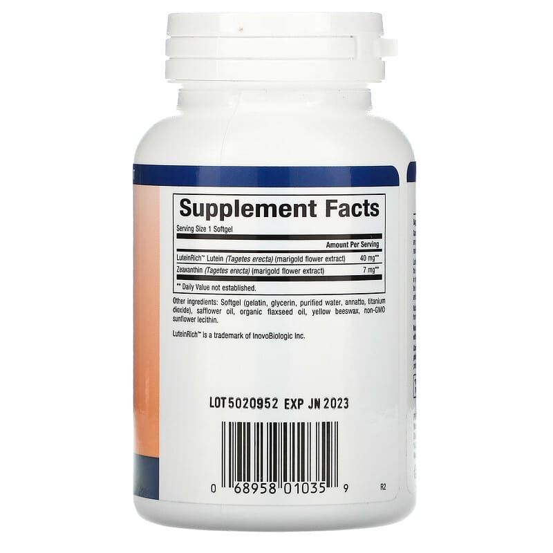 Natural Factors Lutein 40 mg 60 Softgels 2 Thành phần vi chất của Natural Factors Lutein 40 mg 60 Softgels 068958010359