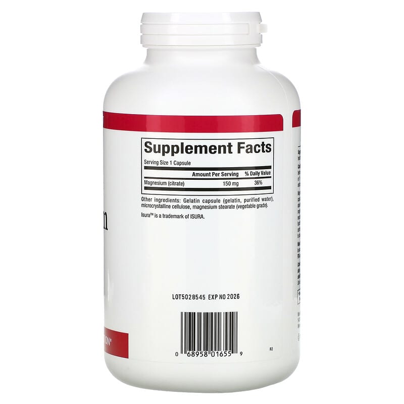 Natural Factors Magnesium Citrate 150 mg 360 Capsules 2 Thành phần vi chất của Natural Factors Magnesium Citrate 150 mg 360 Capsules 068958016559