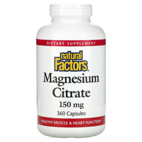 Thực phẩm chức năng Natural Factors Magnesium Citrate 150 mg 360 Capsules 068958016559