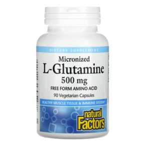 Thực phẩm chức năng Natural Factors Micronized L-Glutamine 500 mg 90 Vegetarian Capsules 068958028200