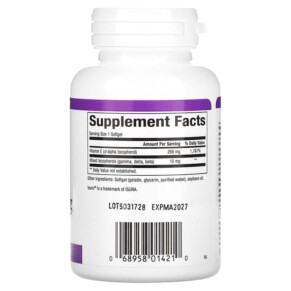 Thành phần vi chất của Natural Factors Mixed Vitamin E 268 mg (400 IU) 90 Softgels 068958014210