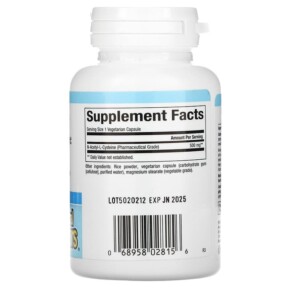 Thành phần vi chất của Natural Factors NAC N-Acetyl-L Cysteine 500 mg 90 Vegetarian  Capsules 068958028156