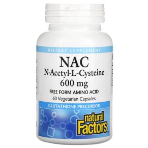 Thực phẩm chức năng Natural Factors NAC N-Acetyl-L-Cysteine 600 mg 60 Vegetarian Capsules 068958028187