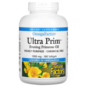 Thực phẩm chức năng Natural Factors OmegaFactors Ultra Prim Evening Primrose Oil 1000 mg 180 Softgels 068958023656