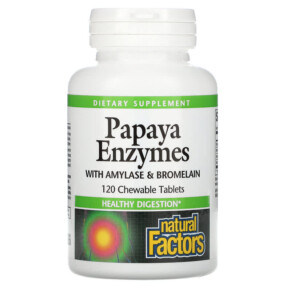 Thực phẩm chức năng Natural Factors Papaya Enzymes with Amylase & Bromelain 120 Chewable Tablets 068958017495