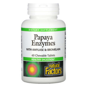 Thực phẩm chức năng Natural Factors Papaya Enzymes with Amylase & Bromelain 60 Chewable Tablets 068958017488