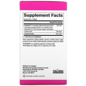 Thành phần vi chất của Natural Factors Patented Echinamide 60 Softgels 068958045238