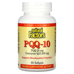 Thực phẩm chức năng Natural Factors PQQ-10 PQQ 20 mg CoQ10 200 mg 60 Softgels 068958026190