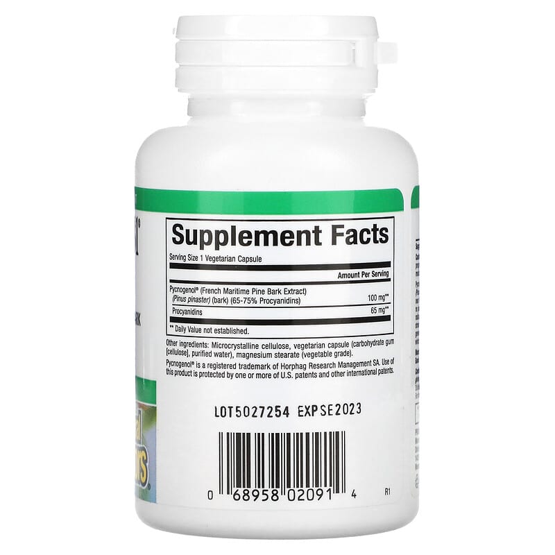 Natural Factors Pycnogenol 100 mg 30 Vegetarian Capsules 2 Thành phần vi chất của Natural Factors Pycnogenol 100 mg 30 Vegetarian Capsules 068958020914