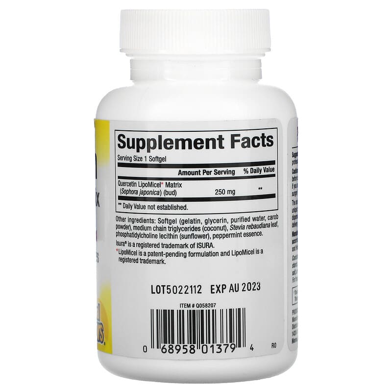 Natural Factors Quercetin LipoMicel Matrix 30 Liquid Softgels 2 Thành phần vi chất của Natural Factors Quercetin LipoMicel Matrix 30 Liquid Softgels 068958013794