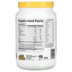 Thành phần vi chất của Natural Factors Raw Organic 100% Plant-Based Protein French Vanilla 1.2 lb (547.5 g) 068958029481