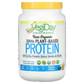 Thực phẩm chức năng Natural Factors Raw Organic 100% Plant-Based Protein French Vanilla 1.2 lb (547.5 g) 068958029481