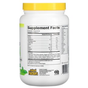 Thành phần vi chất của Natural Factors Raw Organic 100% Plant-Based Protein Natural Unflavored 0.9 lb (417 g) 068958029368