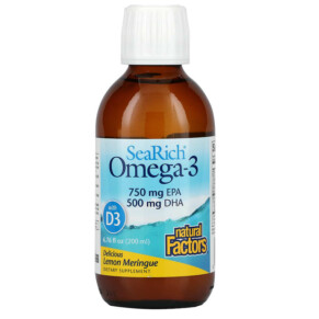 Thực phẩm chức năng Natural Factors SeaRich Omega-3 with Vitamin D3 Delicious Lemon Meringue 6.76 fl oz (200 ml) 068958357454