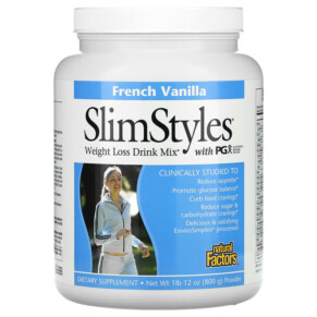 Thực phẩm chức năng Natural Factors SlimStyles Weight Loss Drink Mix Powder with PGX French Vanilla 1 lb 12 oz (800 g) 068958035529