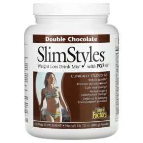 Thực phẩm chức năng Natural Factors SlimStyles Weight Loss Drink Mix with PGX Double Chocolate 1 lb 12 oz (800 g) Powder 068958035512
